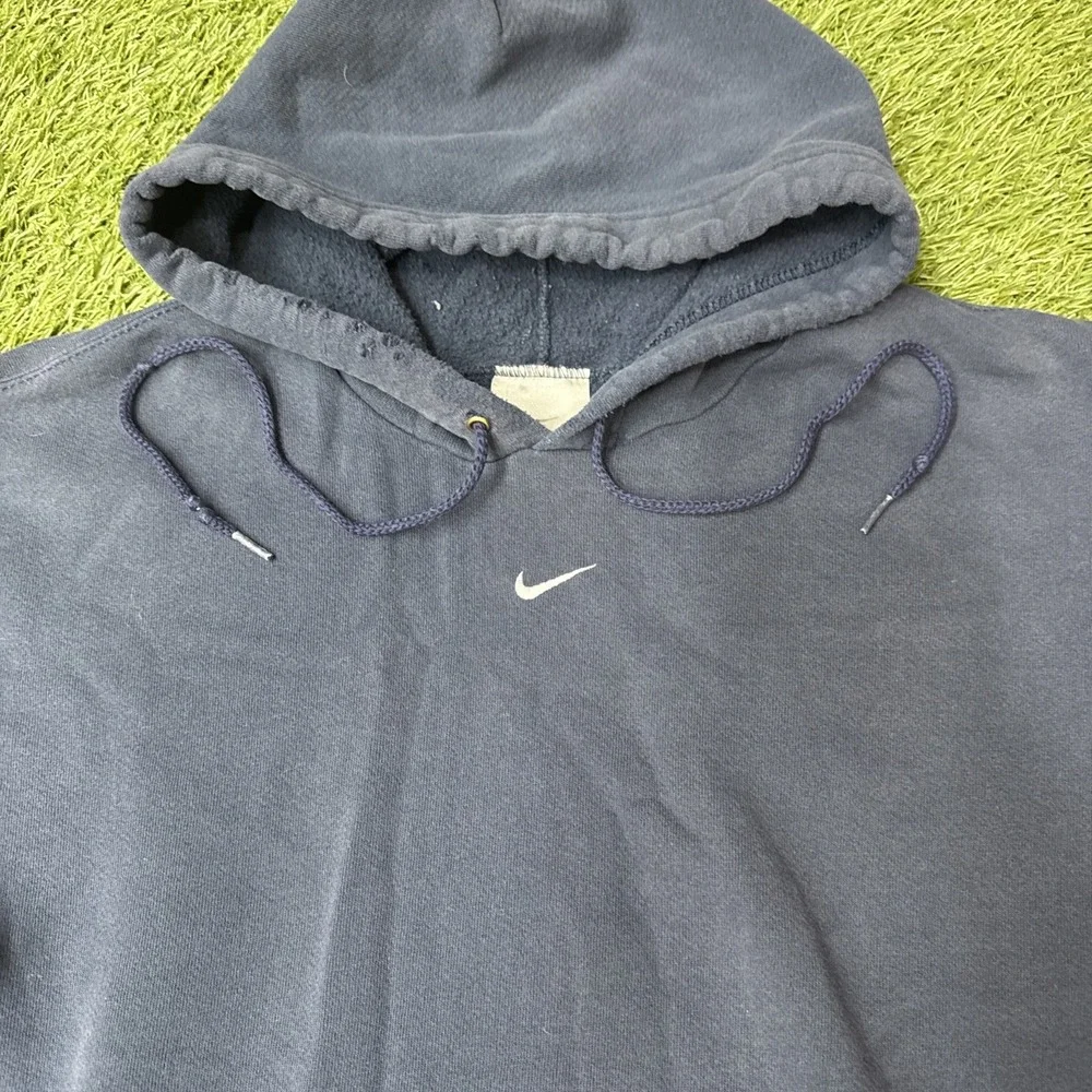 Vintage Nike Center Swoosh Hoodie Sweatshirt Mens Size 2XL XXL 90s Navy Y2K 2000